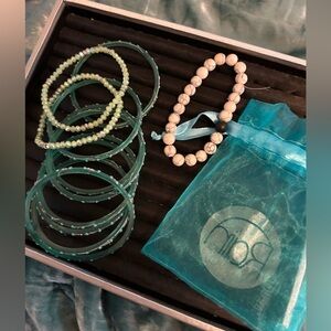 Teal and Cream Bracelet Set
